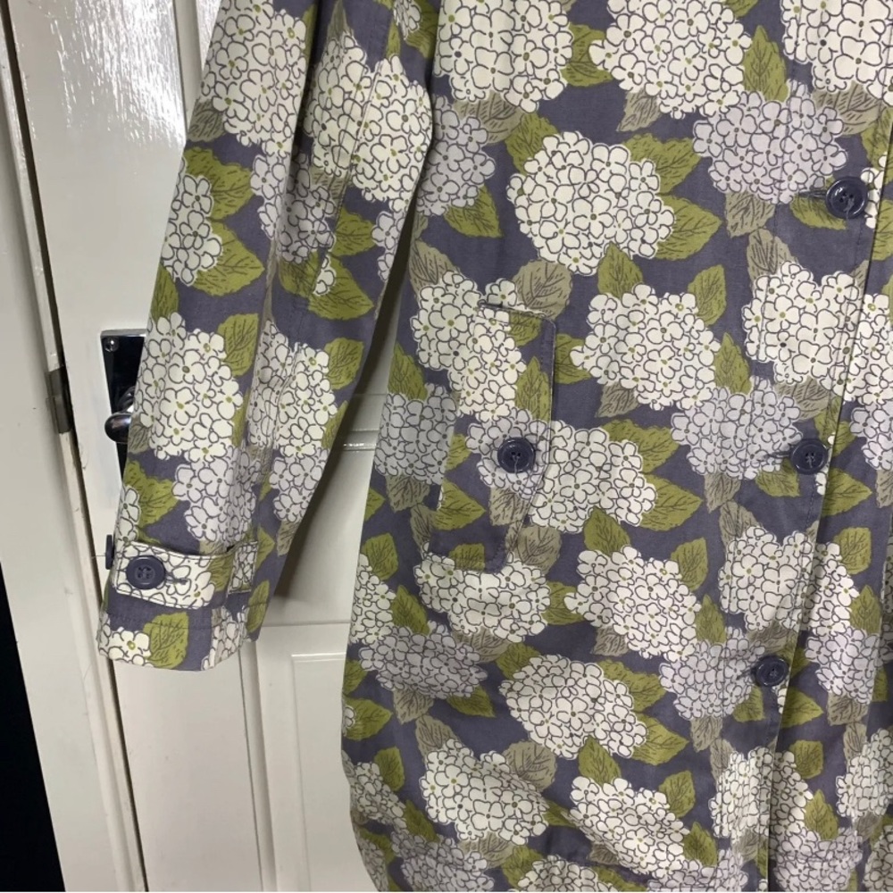 Seasalt UK 12 Seaside Mac Rain Coat Hydrangea 100% Cotton Hood Spring Floral - Picture 3 of 7